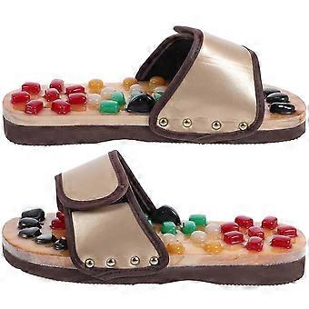 1 Pair Cozy Household Slippers with Stone Foot Massager for Acupoint Massage Shoes