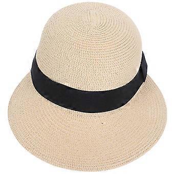 Draagbare zomerpet, handgeweven baseballpet voor strandactiviteiten in elegant beige met UV-bescherming (1 stuk)