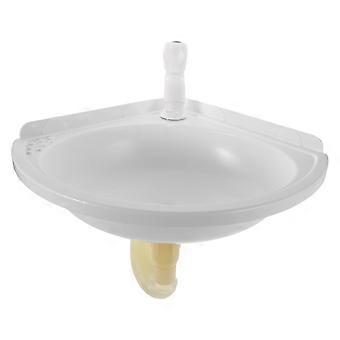 Lavabo d'angle triangulaire suspendu avec robinet, en plastique blanc, pour salle de bain et balcon.