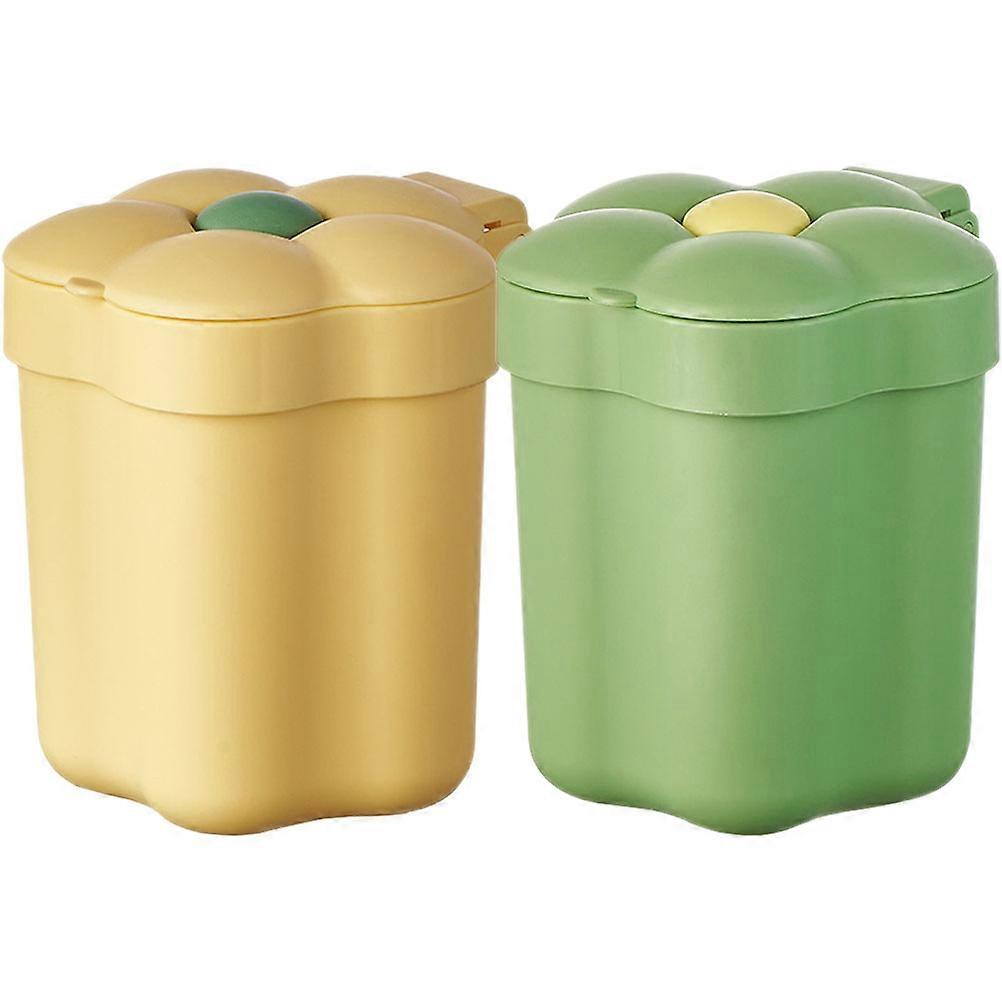 Flower Trash Can Cartoon Style Designed for 2Pcs Desktop Garbage Bin