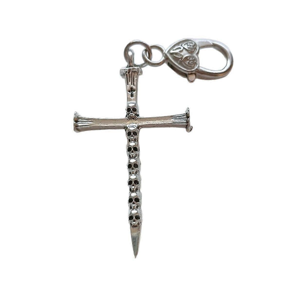 retro skull cross sword pendant keychain