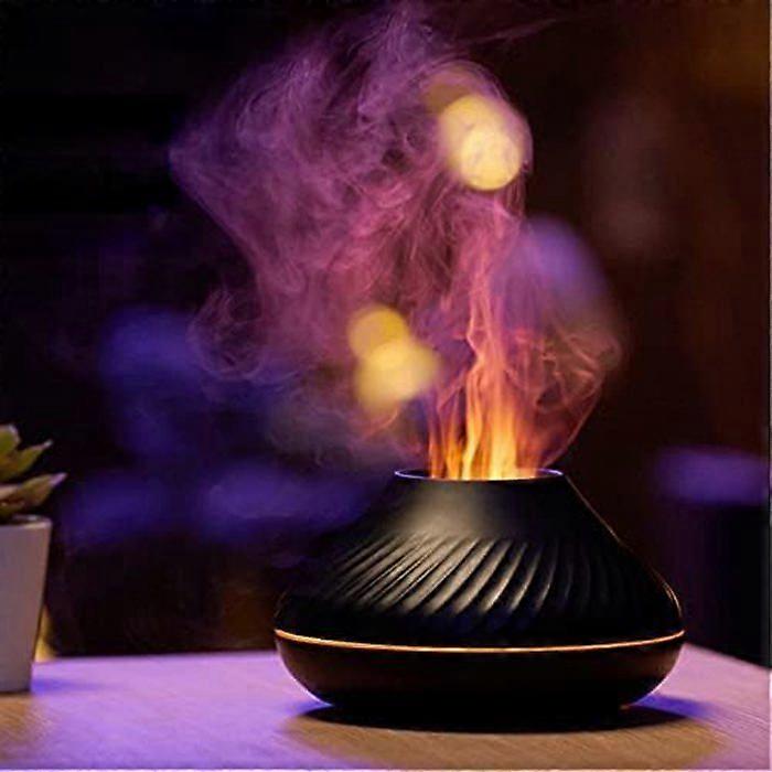 Flame Aroma Essential Oil Diffuser Humidifier 7 Flame Colors (Black)