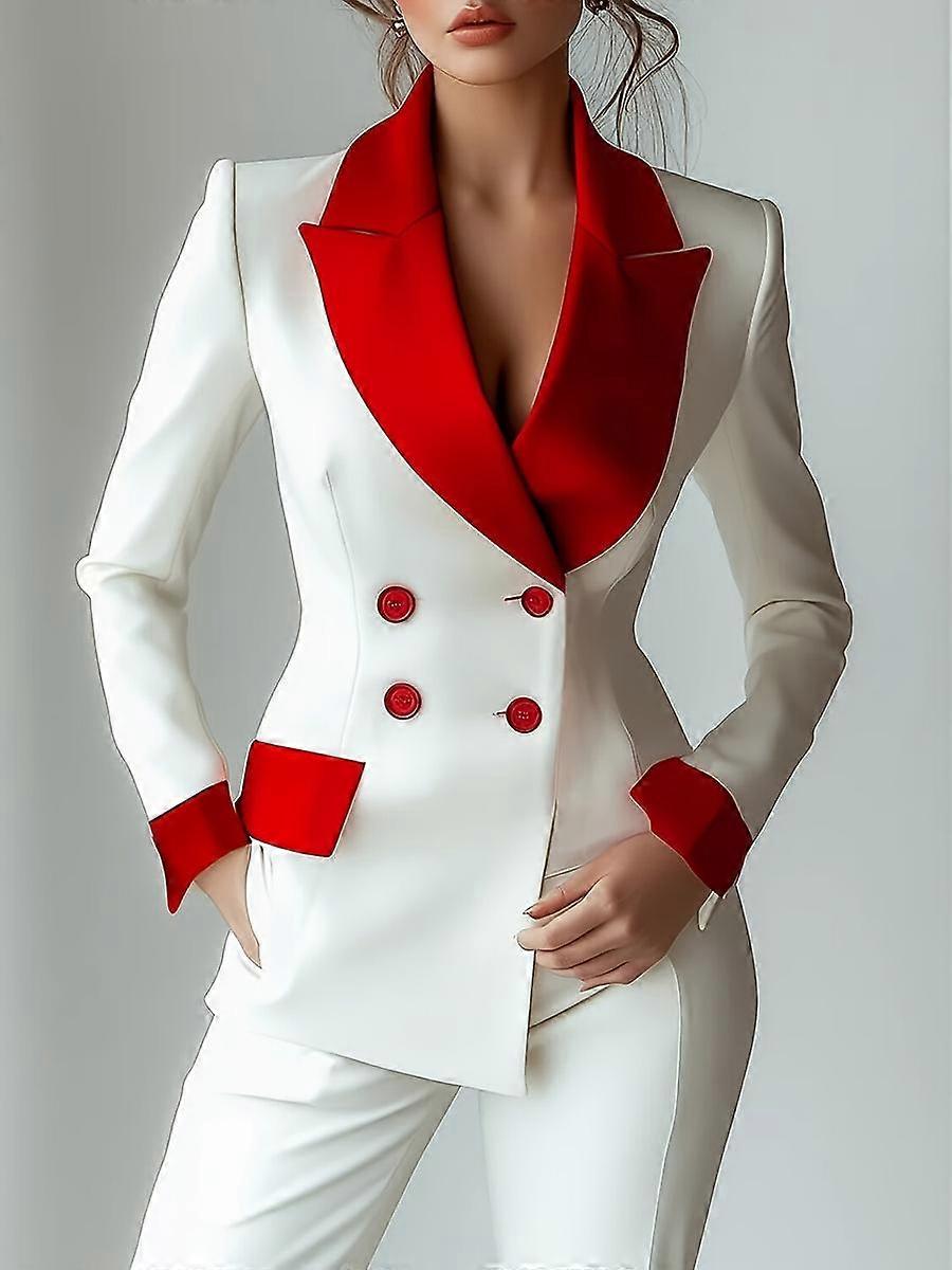 Women's Long Sleeve Buttoned Blazer with Lapel Patch Pocket Mini Suit