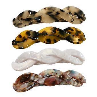 4 Pcs Hair Barrettes Acetate Resin Hair Clip Twist French Automatic Hair Clip Headwear Fashion Hair Accessories for Women Girls Thick and Medium Hair