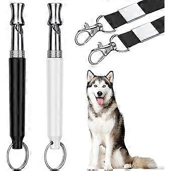 Hundepfeife, Hundetrainingspfeife mit Schlüsselband, 2 Stück einstellbare Ultraschall-Stillstandspfeifen für Hunderückrufe, professionelle Hundepfeife, um das Wiehern zu stoppen