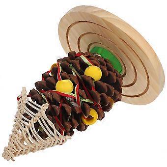 Wooden Parrot Toys for Cage Chewing with Pinecones 2Pcs Pack