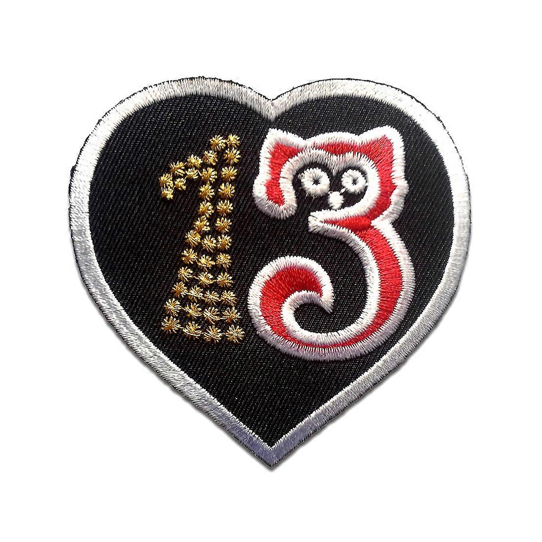 Patch - Heart 13 biker - black - 7.4 x 7.3 cm - Iron-on patch