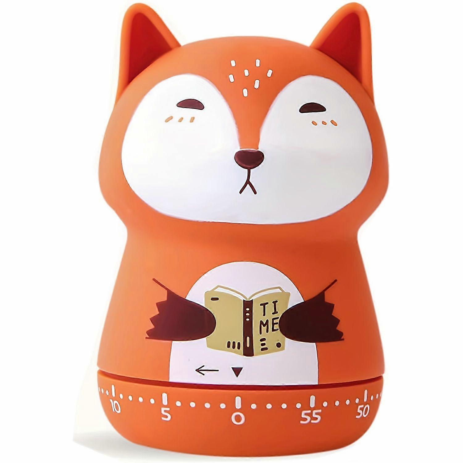 Mechanical Kitchen Timer 60 Minutes, Manual Cute Fox Timer for Cooking Study Classroom