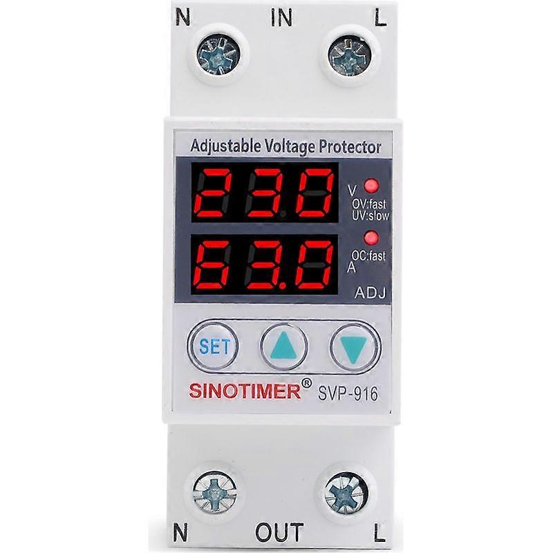 Adjustable surge protector SVP-916, current limiting protector, time-delay reset protector (63 A)
