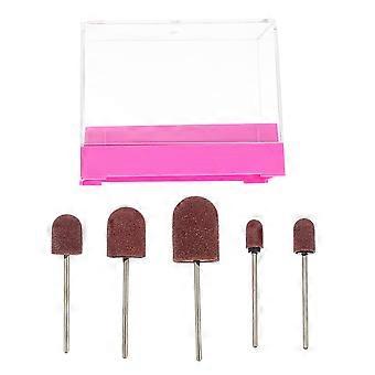 Sanding Head Nail Salon Sand Ring Hat Set for Storage 1Set Rosy Color