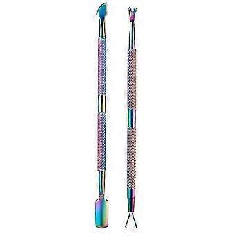 FABIYAN rustfritt stål Dead Skin Shear Steel Push Nail Art Tool Set, spesifikasjon: Sett 2
