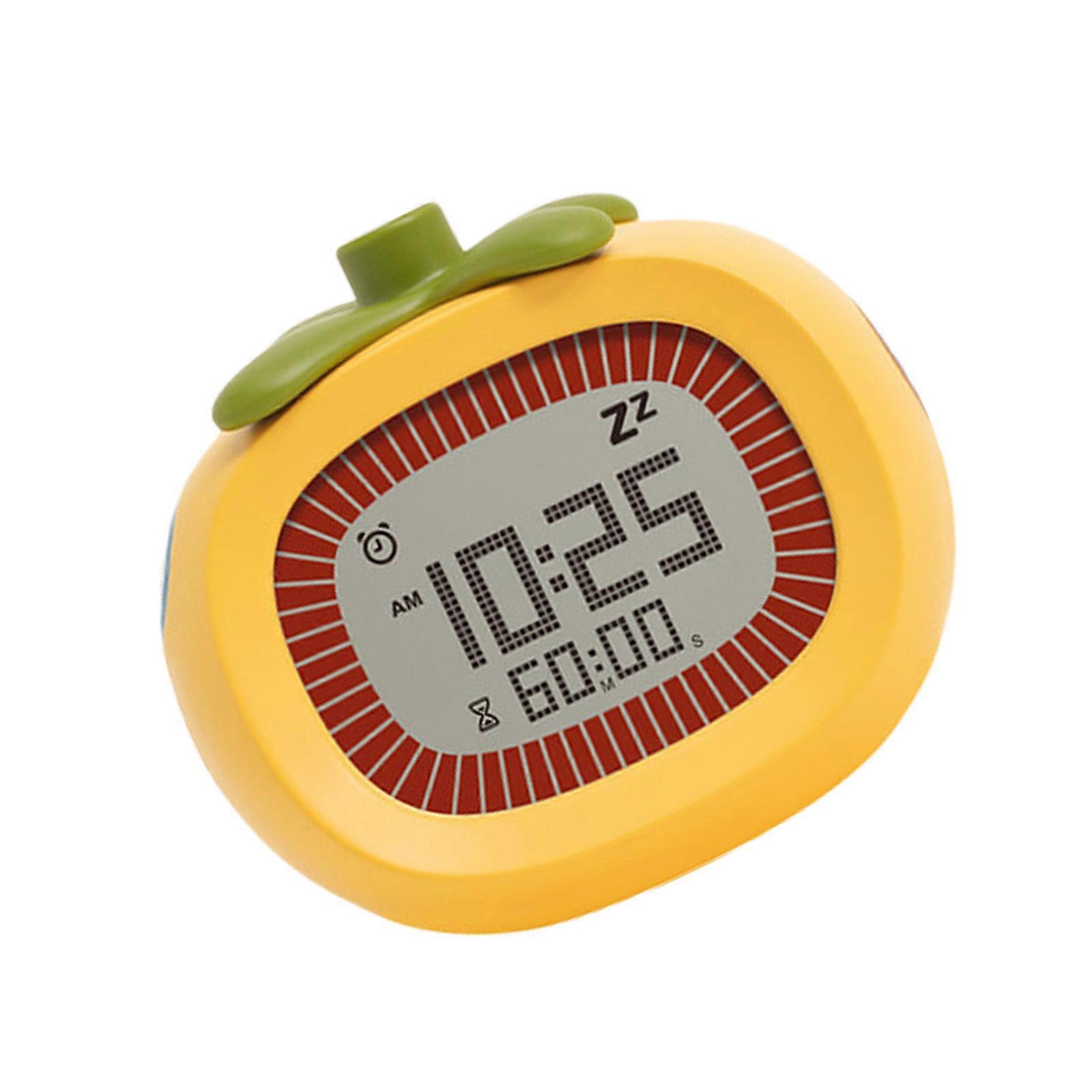Desk Digital Timer Alarm Clock with LED Screen, Cute Tomato Shape Visual Count Up Countdowns Timer for Study Tables Bedsides Reading Use  Yellow