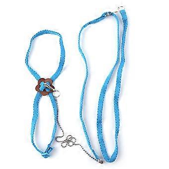 Fiber Adjustable Soft Bird Harness for Pet Parrot Outdoor Training and Playing(Blue)