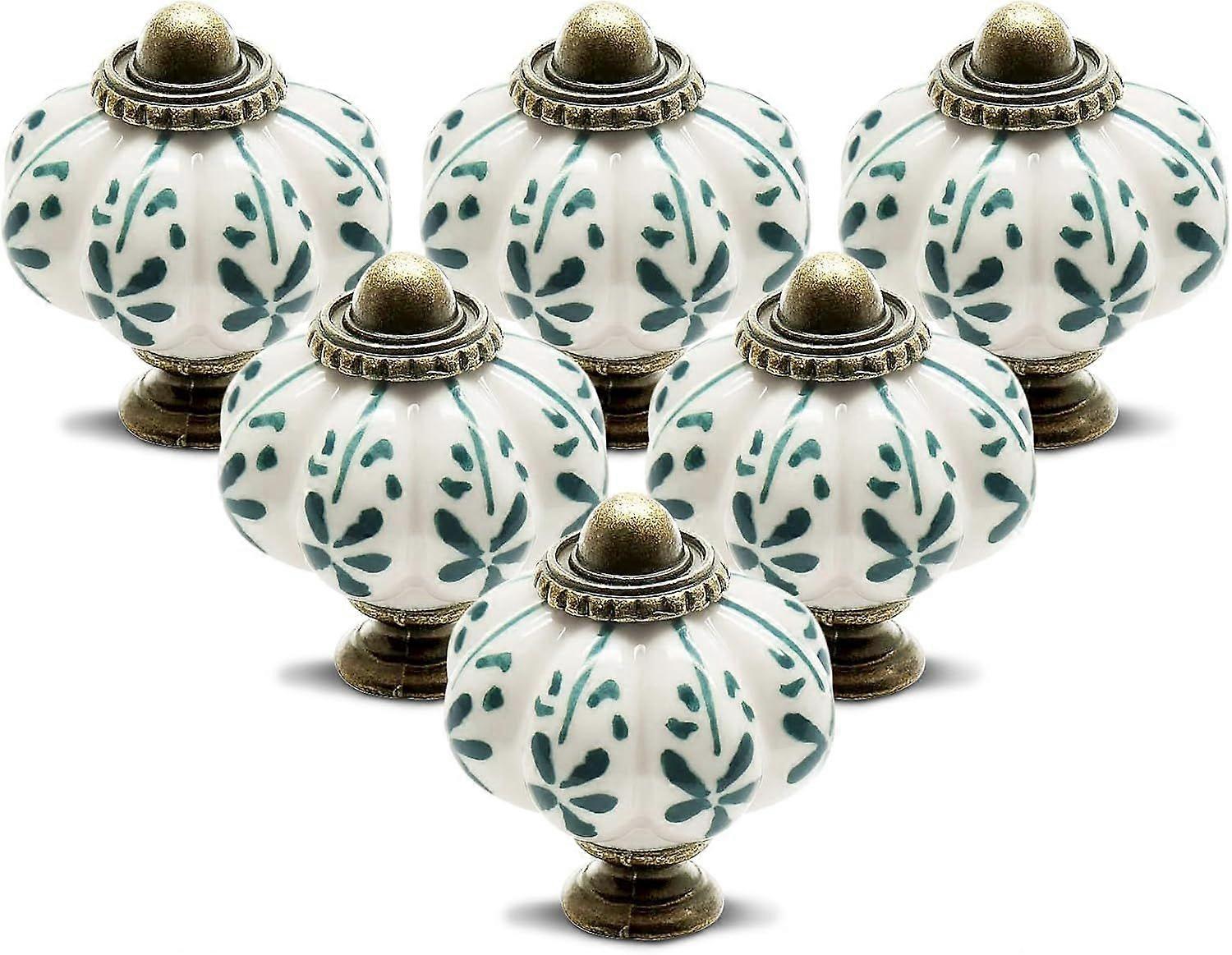 12pcs Ivory Pumpkin Cabinet Knobs, Vintage Ceramic Leaf Pattern Drawer Knobs & Pulls with Mounting Screws for Dressers & Doors