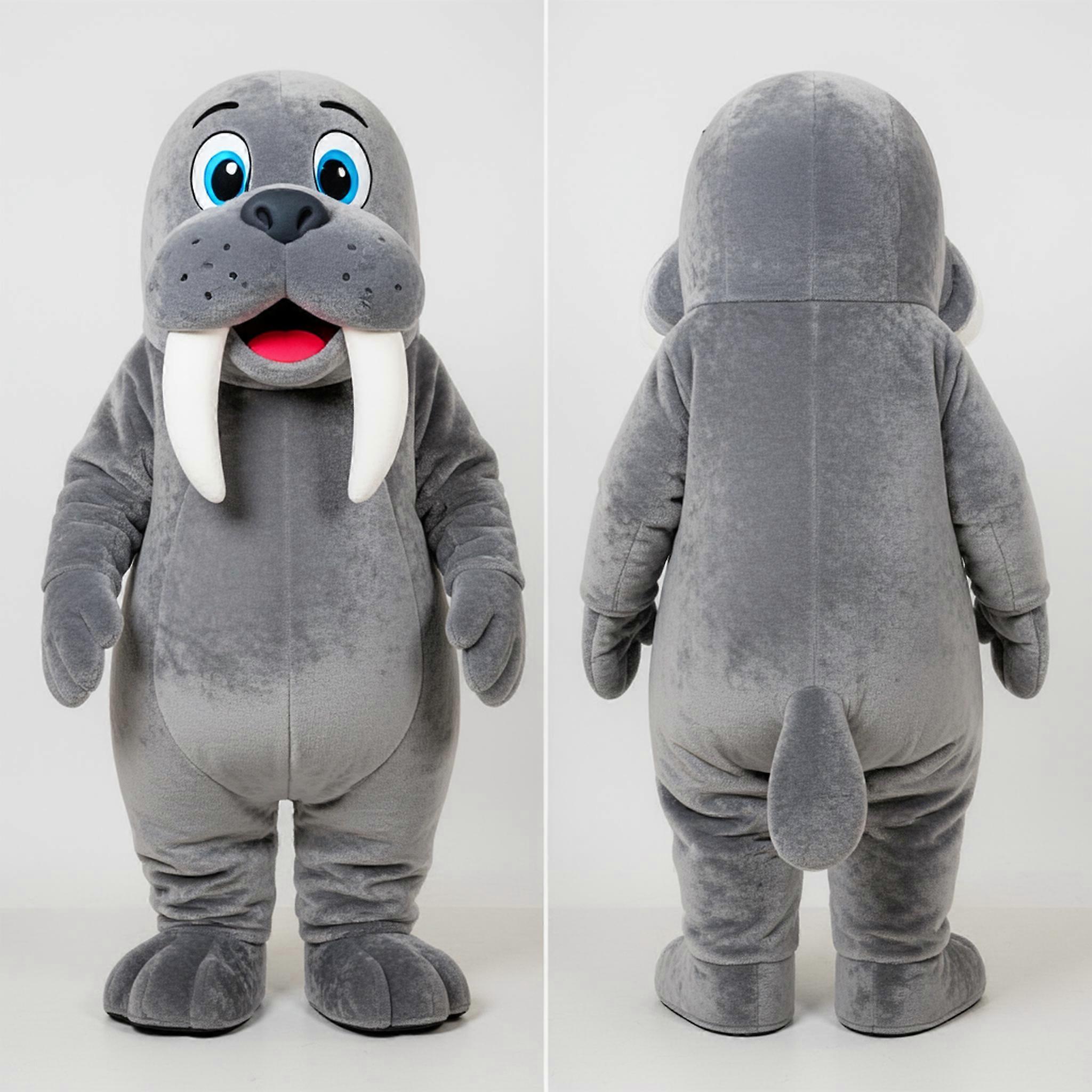 MASTICOT Gray Smiling Walrus Mascot