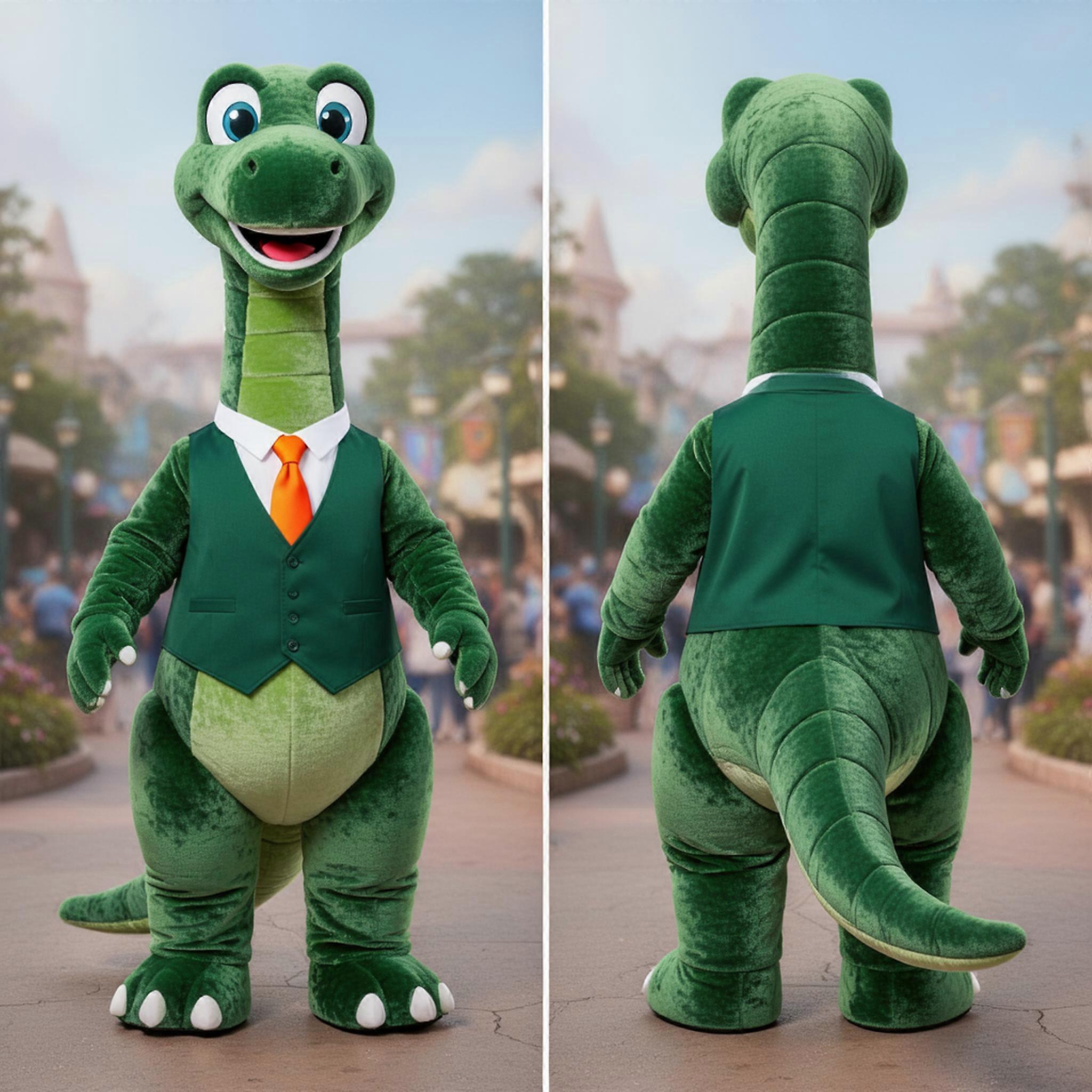 MASTICOT Forest Green Gentle Neck Diplodocus Mascot