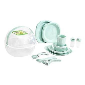 54Pcs Plastic Plates Set Dinnerware Tableware for Dinner Camping Dorm