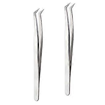 Eyelashes Extension Tweezer for Makeup Use 4Pcs Silver Makeup Accessories