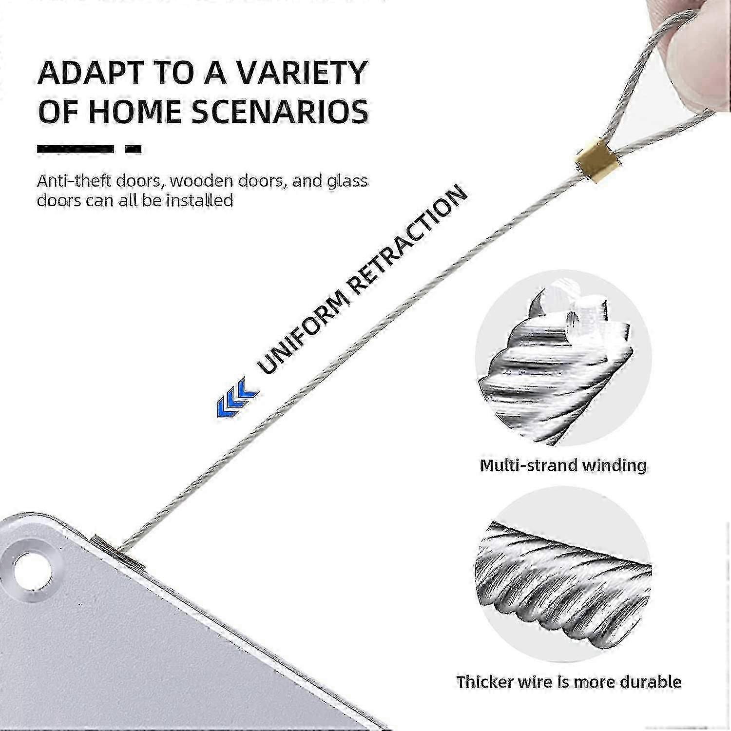 4pcs Automatic Door Closer for Sliding Doors, No Drilling, With Drawstring & 1000g Pull Force, Viewing Window
