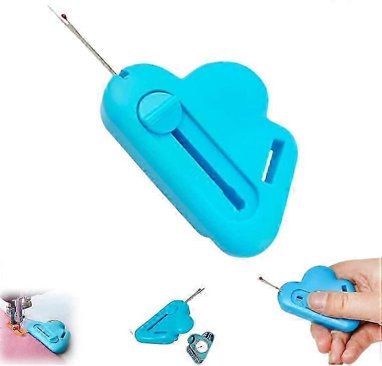 Needle threader for sewing with 2-in-1 seam guide