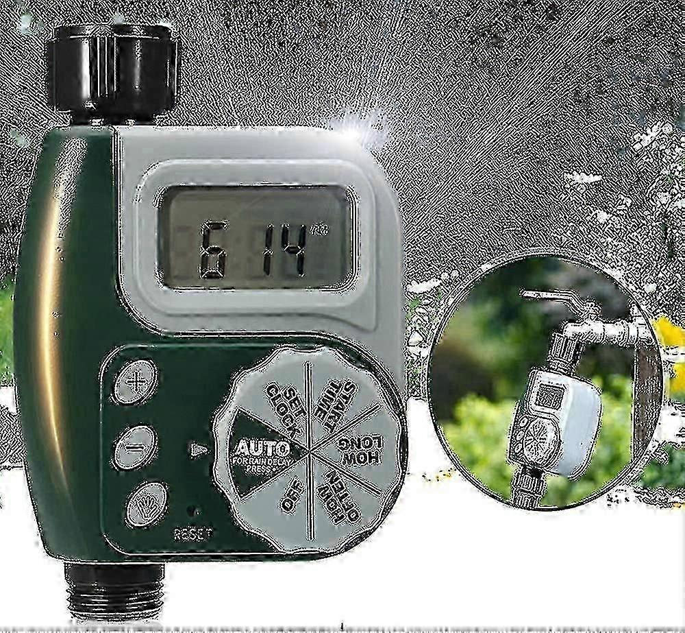 Automatic Electronic Water Timer, Outdoor Irrigation Controller, Adjustable Watering Schedule, Large LCD Screen, Permanent Memory, Inlet Filter, Fits