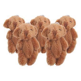 Mini muñecos de peluche de ositos de café para decoración, 5 piezas de animales de peluche suaves.