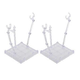 Suporte portátil para figuras de ação com 2 suportes de plástico para bonecos.