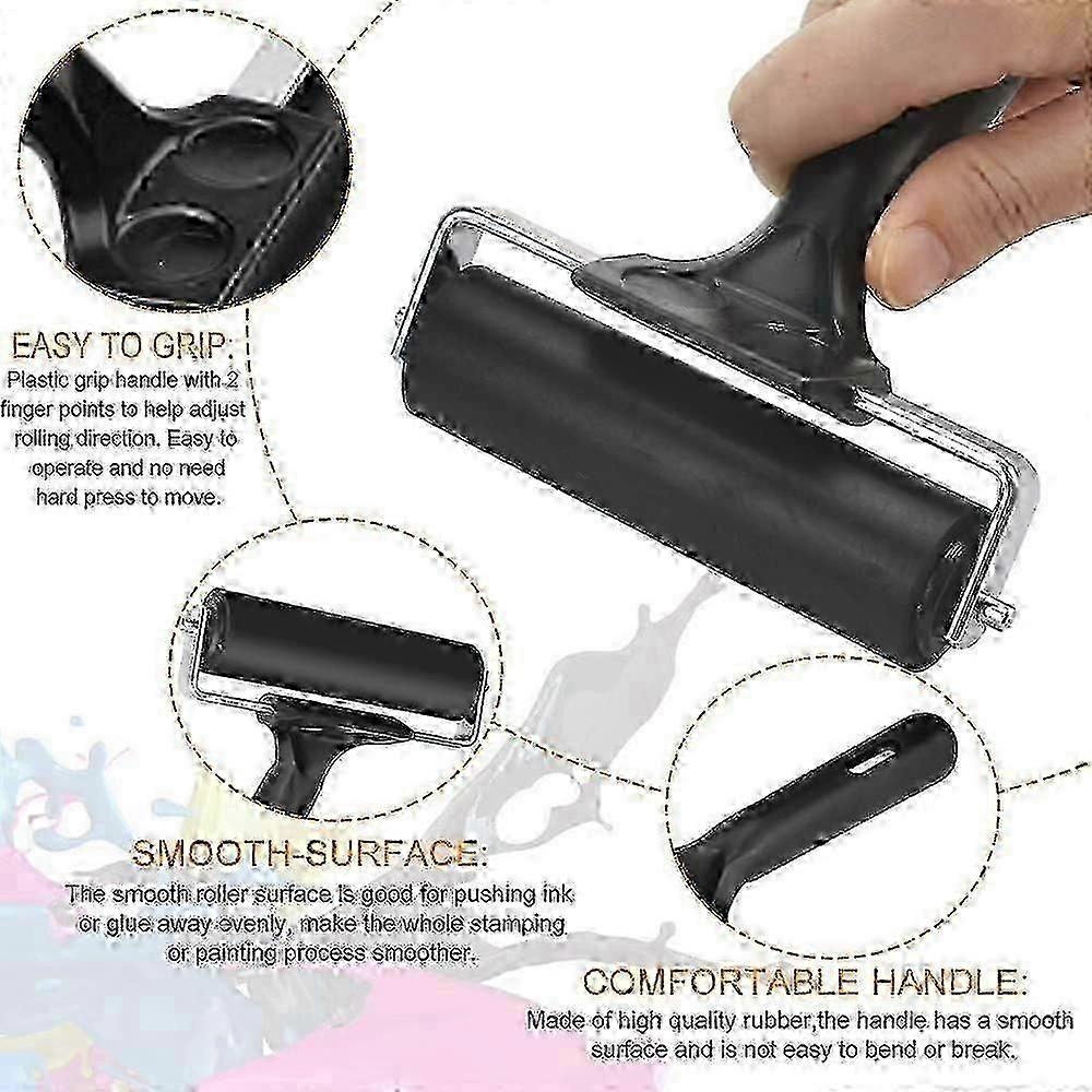 3 Pieces Rubber Paint Rollers 3.5cm 6cm 10cm Rubber Roller Set