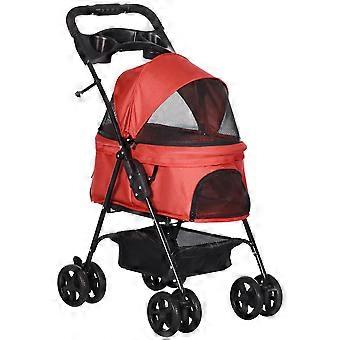Foldable Dog Stroller Oxford Red 67x45x96cm Small Dogs & Cats