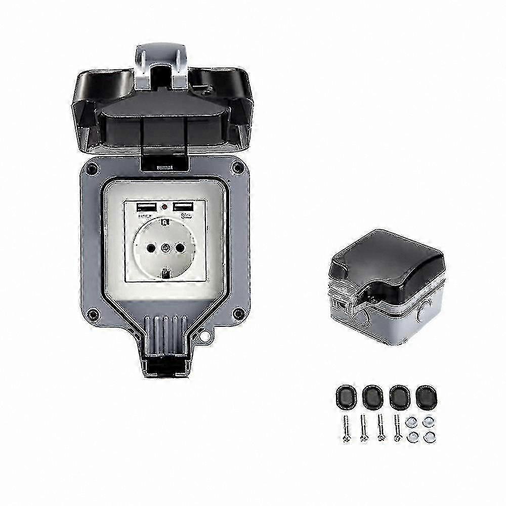 Dual Socket Outdoor Outlet with USB Charging