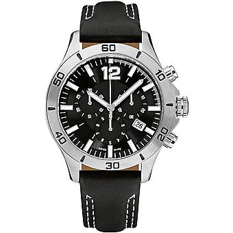 Swiss Military Swiss Quartz Analog Man Watch avec Bracelet en peau de vache SM34028.04
