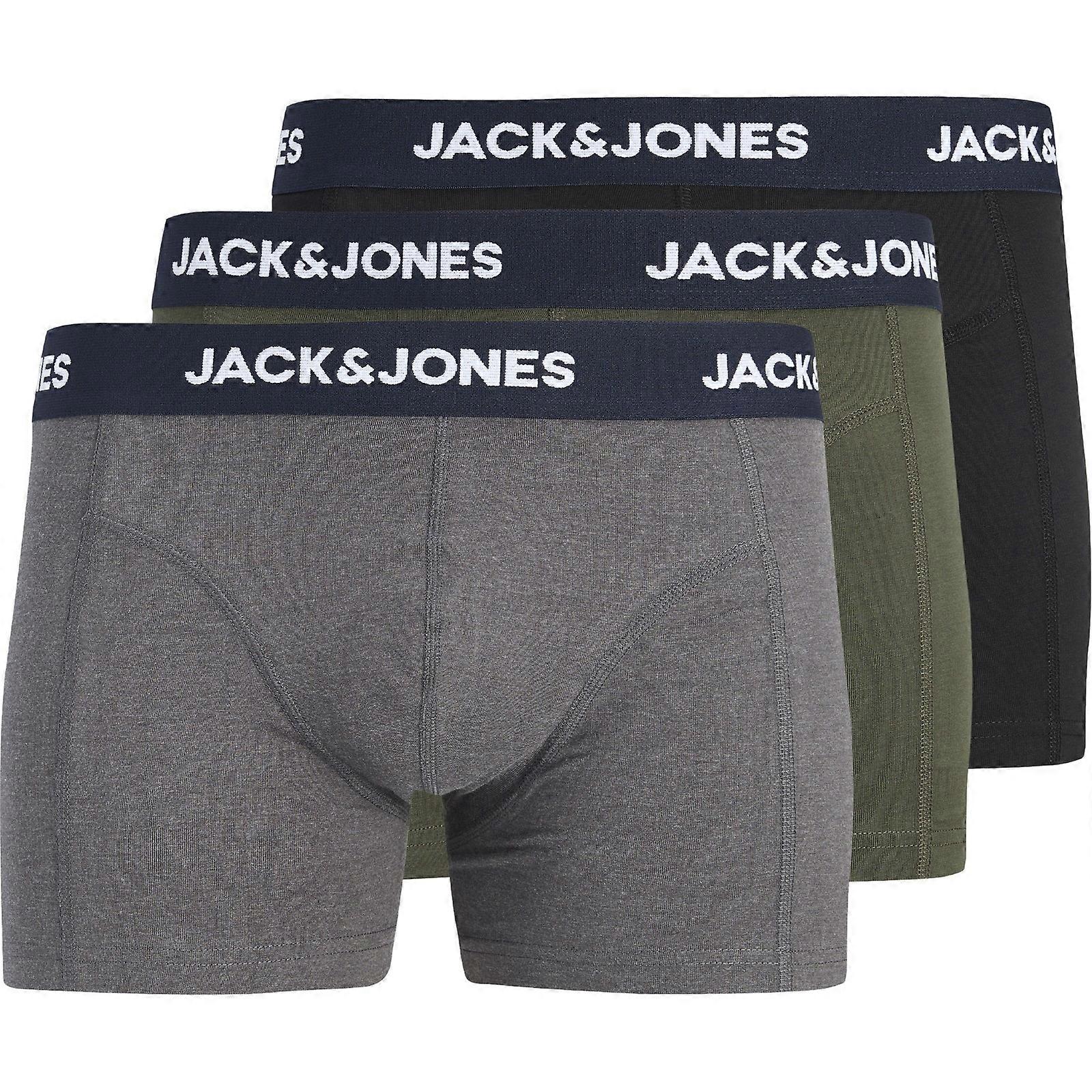 Jack & Jones Mens Jaclamp Solid Trunks 3 Pack Boxer Shorts