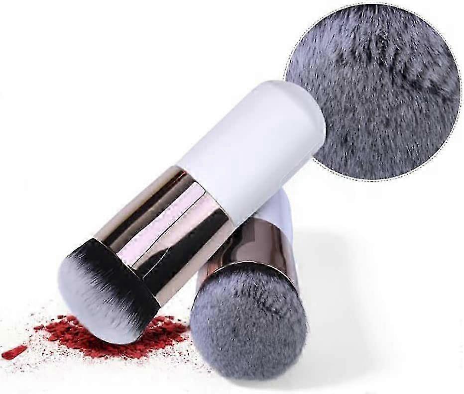 2 White Mushroom Foundation Brushes - Makeup Tools