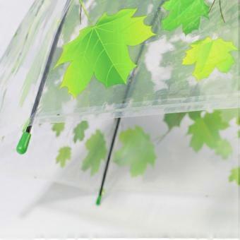 Clear Dome Umbrella for Women and Students, Windproof Bubble Design with Red Leafs Pattern and Comfortable Grip
