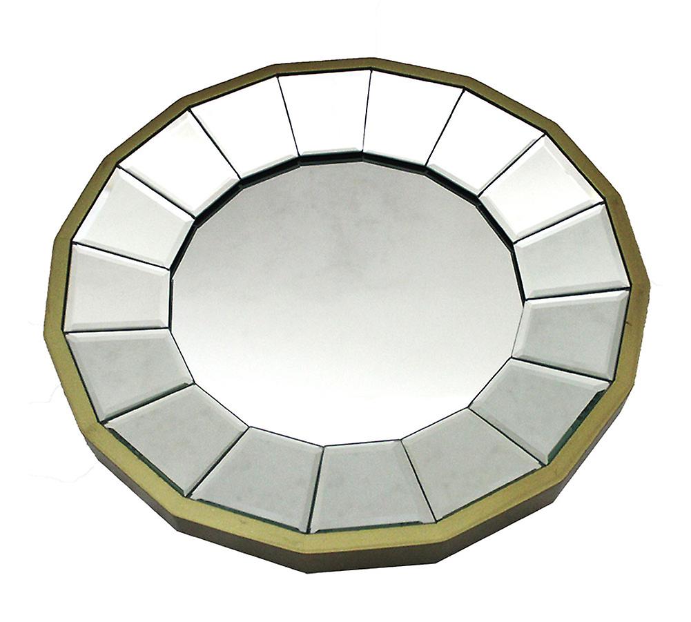 13 1/2 Inch Diameter Gold Finished Pie Plate Wall Mirror
