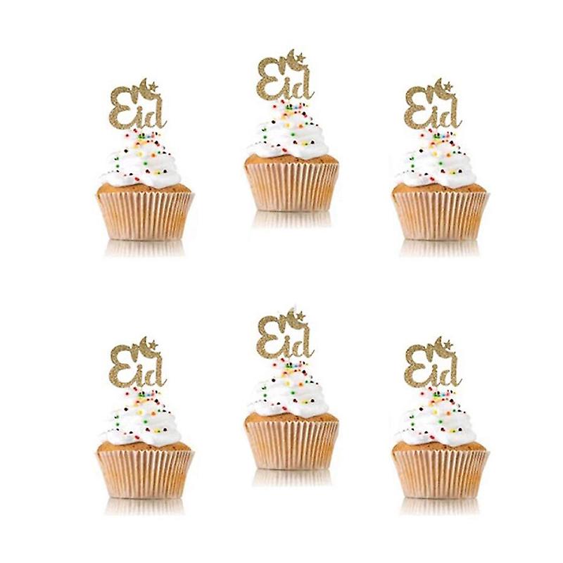 12pcs/pack Eid Mubarak Moon Star Cake Topper Ramadan Kareem Diy Baking Decor