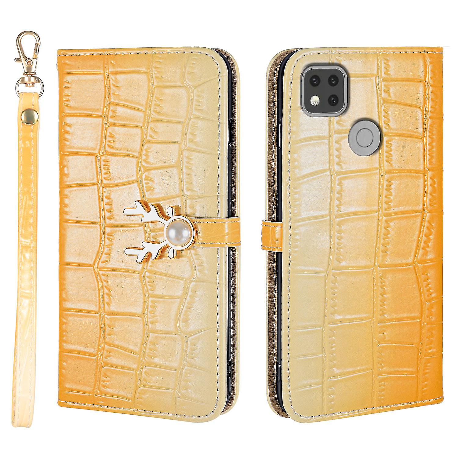 Elk Pattern Phone Case For Redmi 9c With Card Holder, Lanyard, Pu Leather Material, Wallet Function, Corner Fall Protection