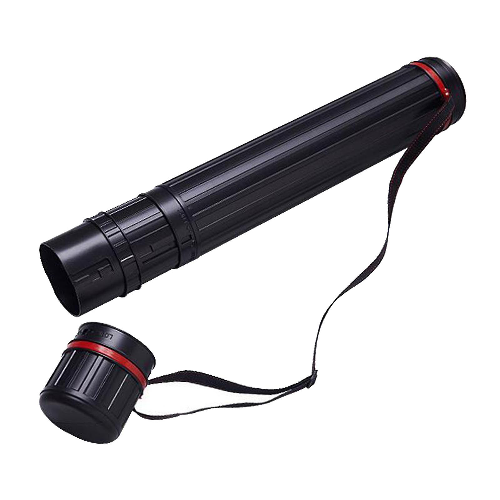 Black Plastic Expanding Poster Art Document Storage Tube w/ Adjustable Strap