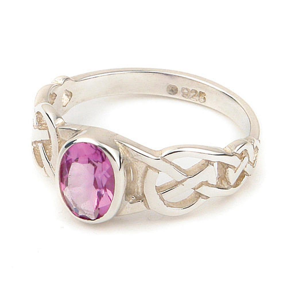 スターリングシルバー伝統的なスコットランドのケルトの永遠の結び目デザインリングアメジスト