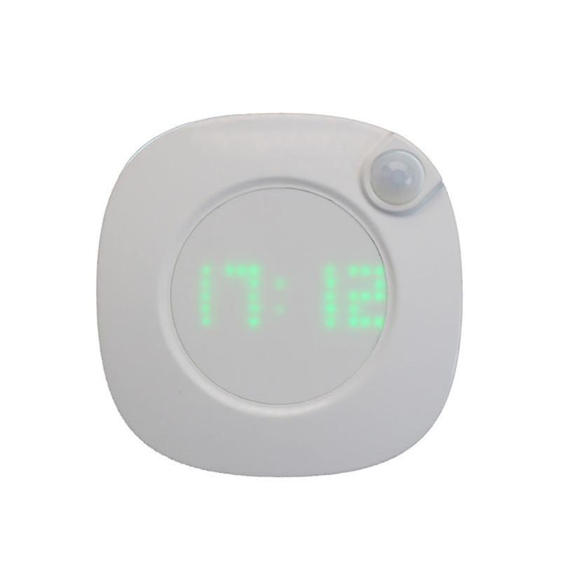 LED Motion Sensor Night Light Digital Time Display Clock Bedroom Bathroom Lamp