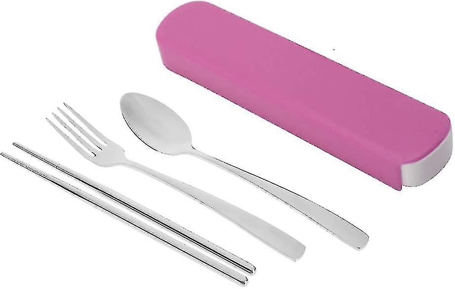 Stainless Steel Tableware Kit Portable Cutlery Kit Flatware For Outdoor Activities Pink Portable And