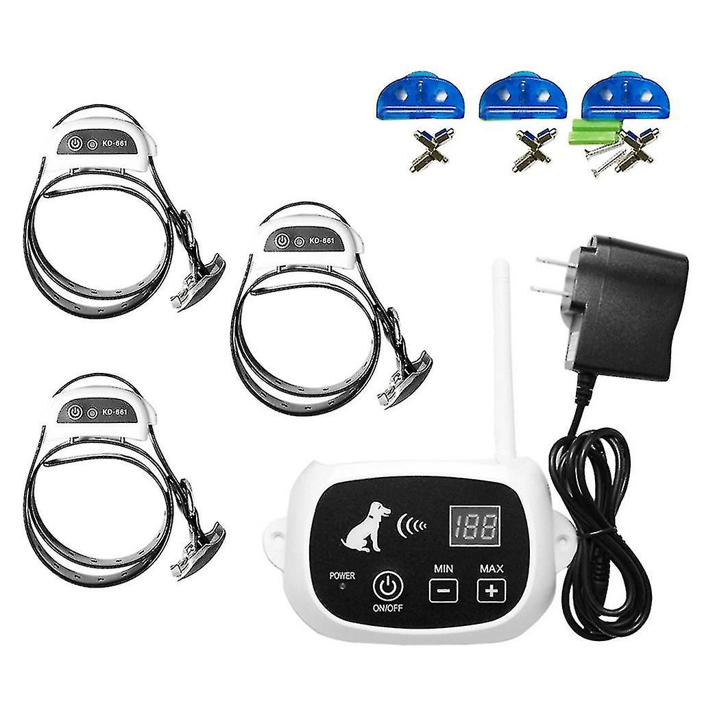 נטענת גדר כלב אלחוטית עמידה למים 1/2/3 צליל אזהרה פרוגרסיבי ללא תיל מערכת הכלה לחיות מחמד