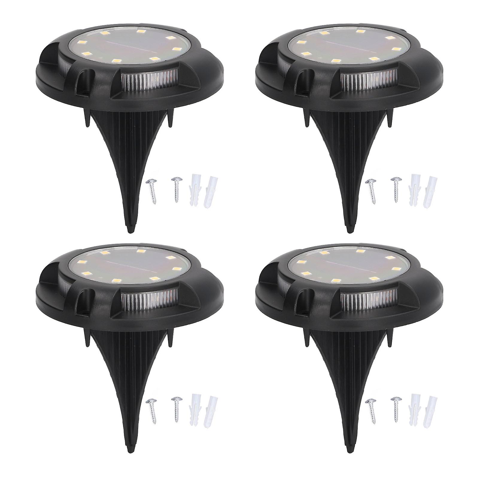 4sets Solar Ground Lights 5W Side Glowing Colorful Gradient IP65 Waterproof Dustproof Solar Ground Lamp for Gardens 8 Lights Warm Light and Blue Ligh