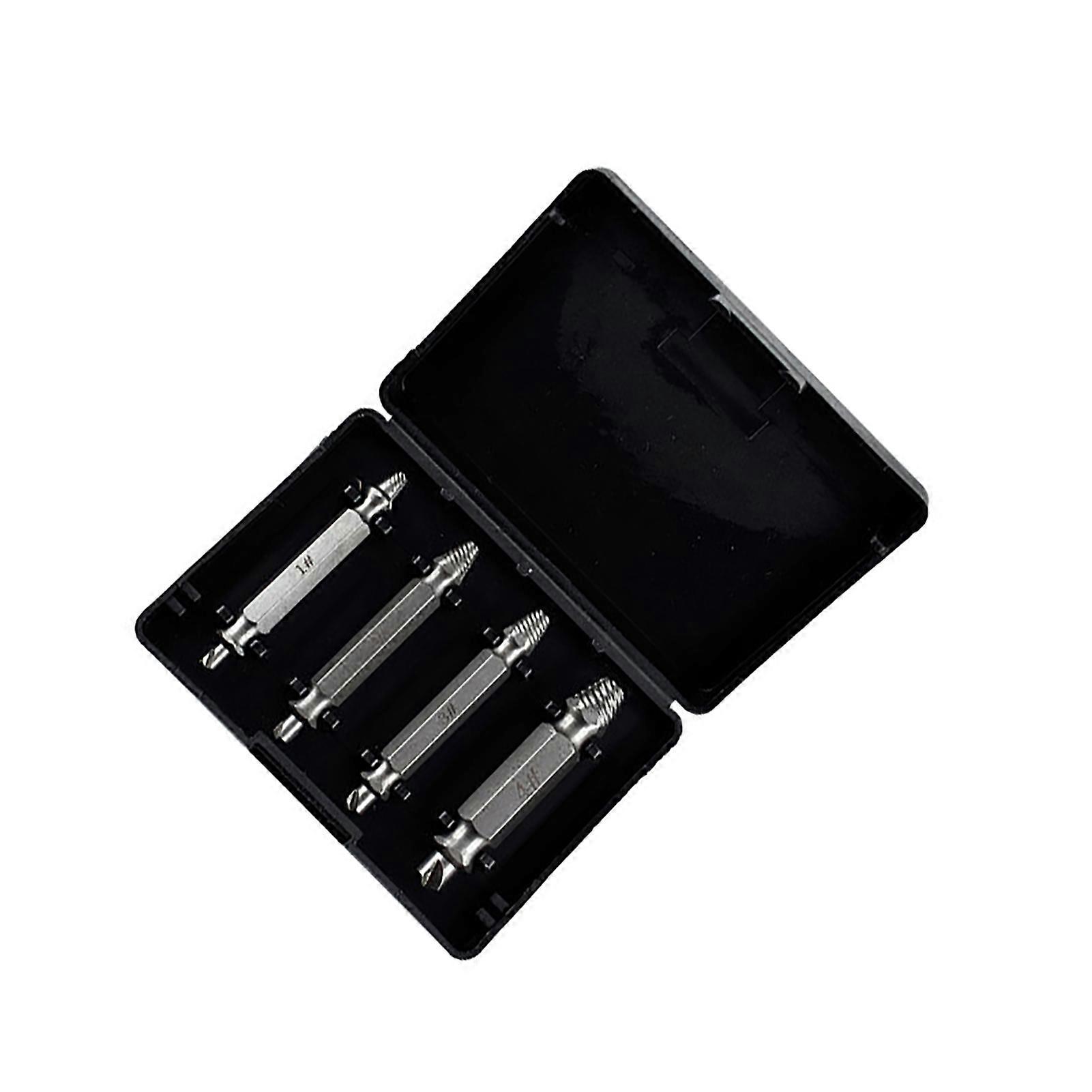Screw Extractor High Speed Steel Broken Head Loose Thread Removal Tool Set Double Head Screw Extractor 4Pcs Silver