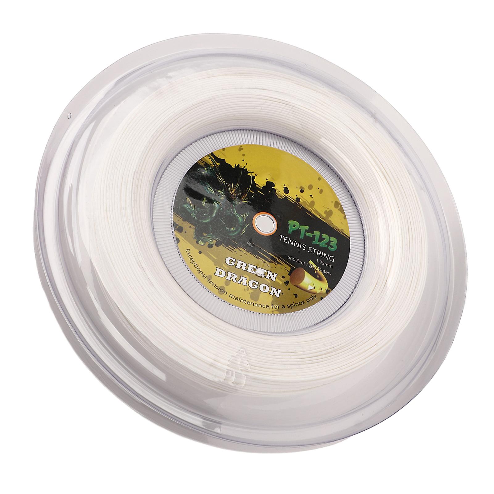 1.25mm Tennis Racket String Double Ribbed Pattern Beat Resistant Polyester Tennis String for Teenager 200M White 