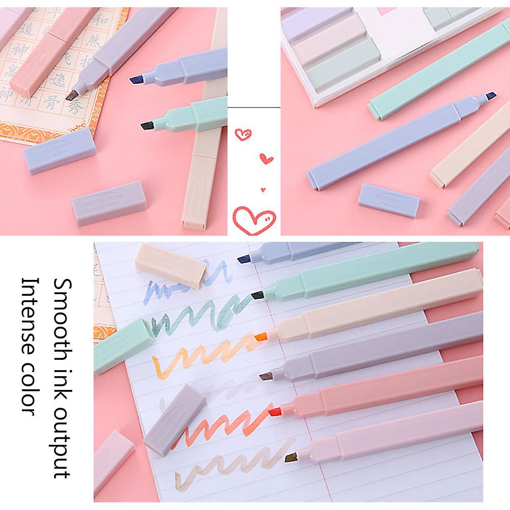 6 Pieces Highlighter Marker Pens Set Hand Account Highlighter for Student Color Painting Sketch Art Chisel Tip Highlighter