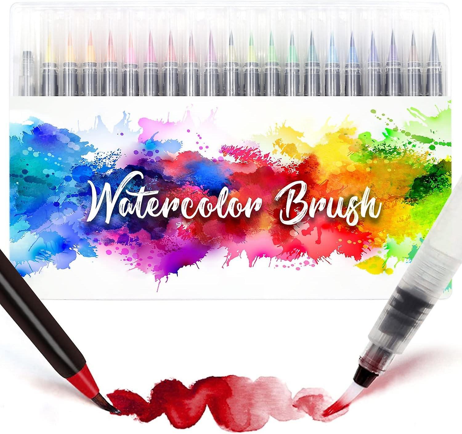 Brush Pens Set, 24+1 Colored Pens with Soft and Flexible Nylon Tip