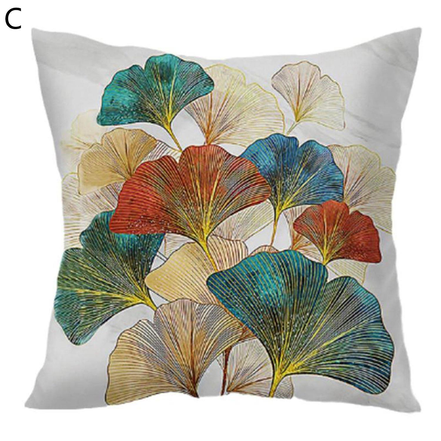 Roadoor Pillow Case Soft Touch Easy Care Polyester Peach Skin Ginkgo Leaf Pattern Cushion Throw Cove