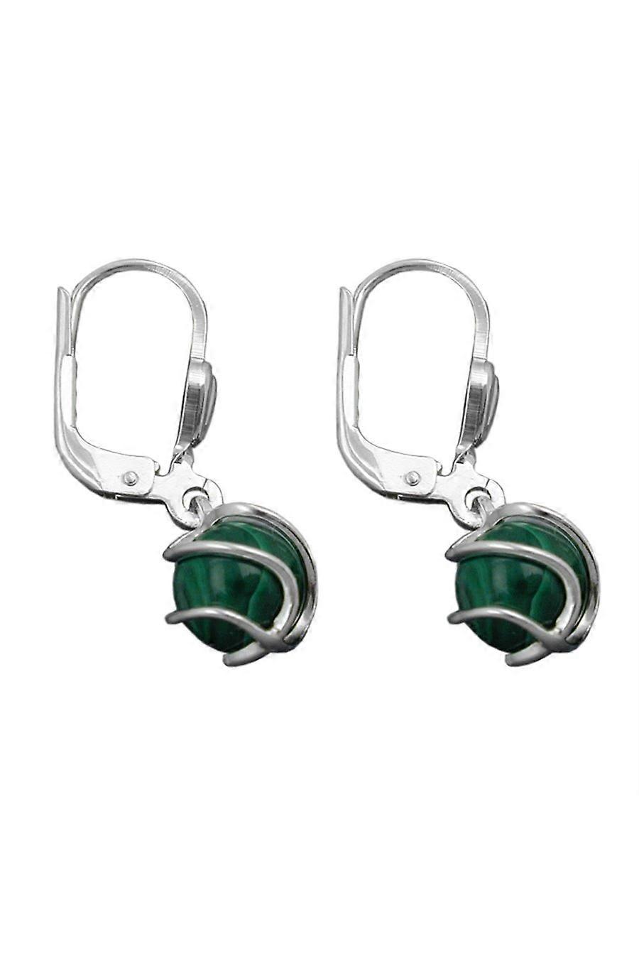 Earrings Leverback Malachite Silver 925 - Gl90393