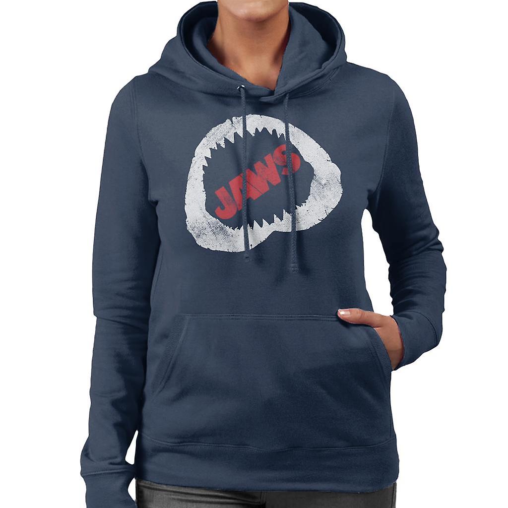 Jaws Bite Red Text Women's Hooded Sweatshirt